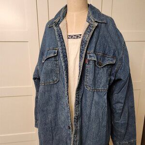 LEVIS Haywood Mens Shirt Jacket Sherpa Lined Button Up Coat Denim Shacket XL